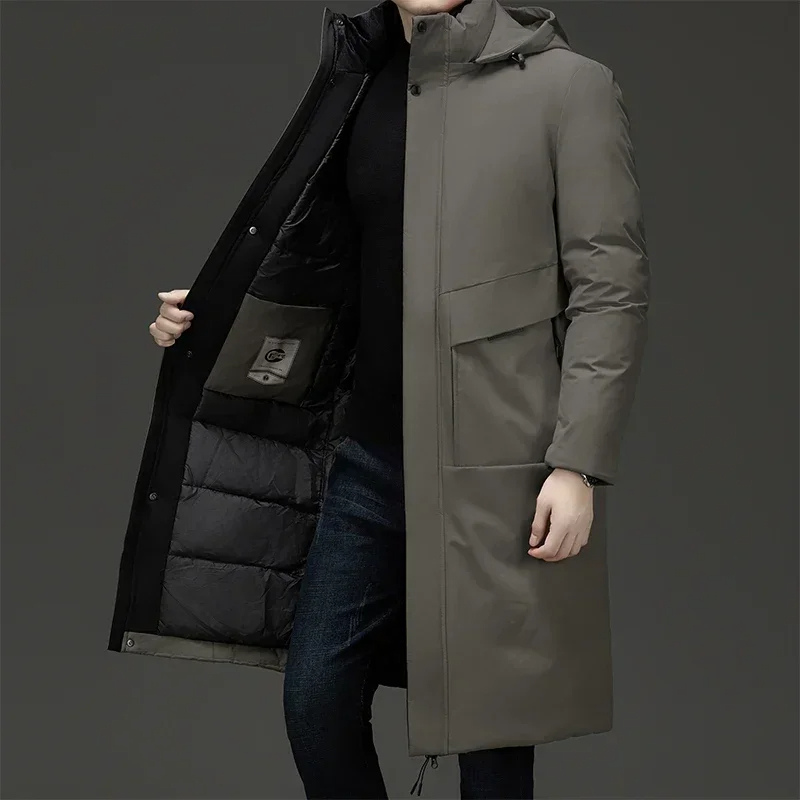 Alexander | Herren Langer Winter Steppmantel mit Kapuze