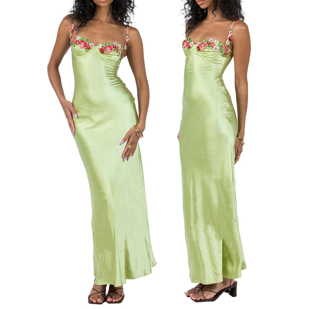 Daniella - Stilvolles Maxikleid mit Blumenstickerei für Damen