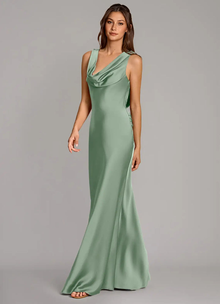 Brautjungfernkleid Meerjungfrau Elastischer Satin
