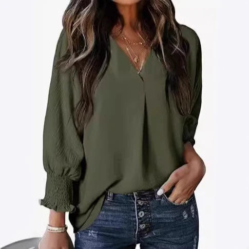 Damen Bluse Kurzarm | V-Ausschnitt Sommer Bluse Elegant & Casual