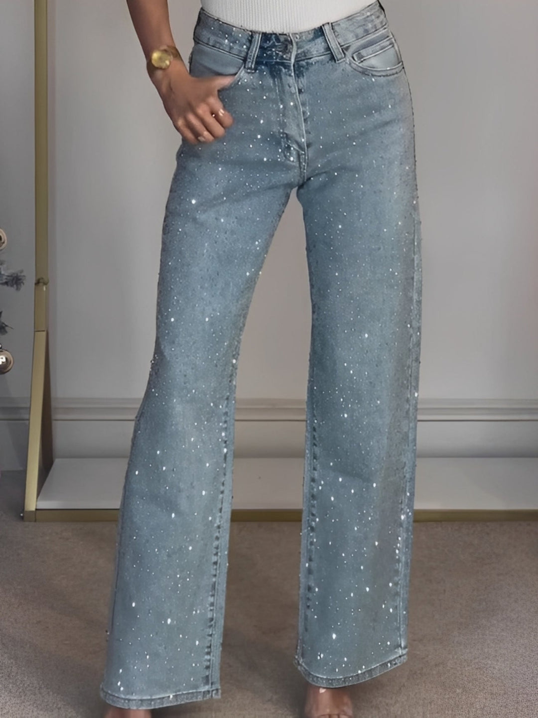 Julia - Stilvolle Glitzerjeans mit hoher Taille für Damen