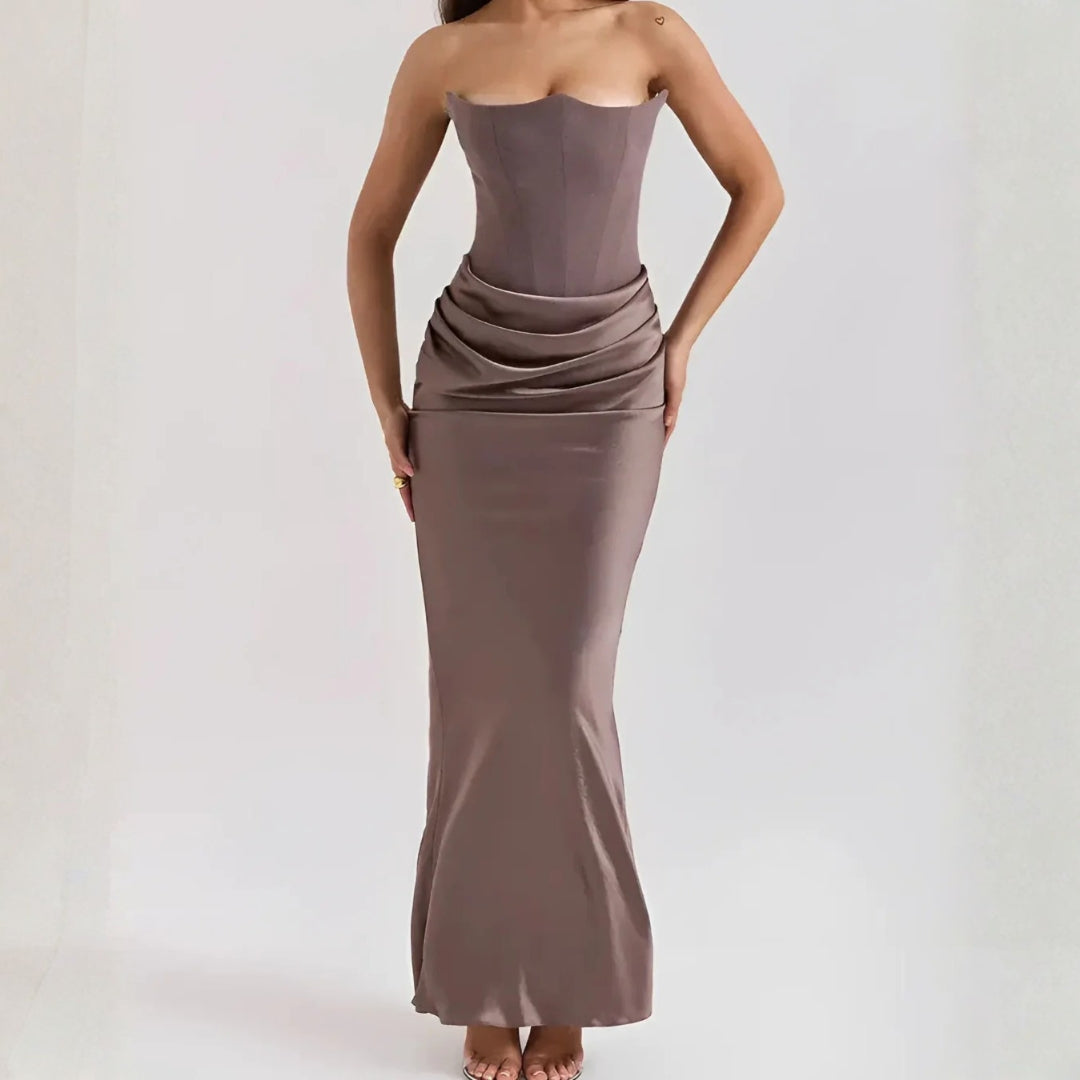 Pauline | Damen Hochzeitsgast Drapiertes Maxikleid