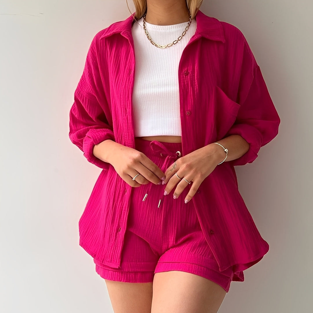 Julia - Bequemes Set mit Reverskragen und Hoher Taille für Damen
