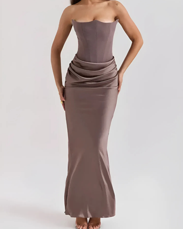 Doris | Drapiertes Maxikleid für Hochzeitsgäste Damen
