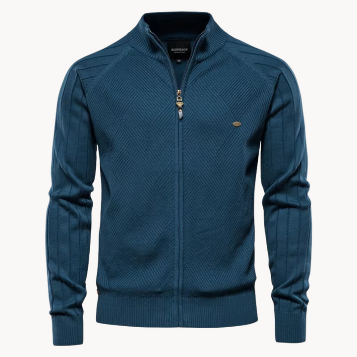 Zip Pullover Jacke | Strukturiertes Design mit Stehkragen