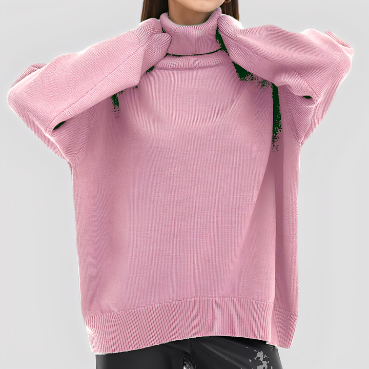 Nylah - Einfacher, übergroßer Damen-Rollkragenpullover
