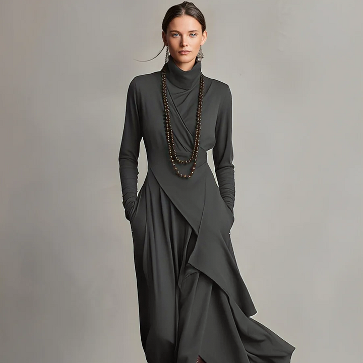 Damen-Boho-Maxikleid, asymmetrisch