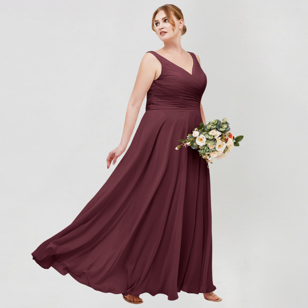 Damen Chiffon Maxikleid mit Schleife