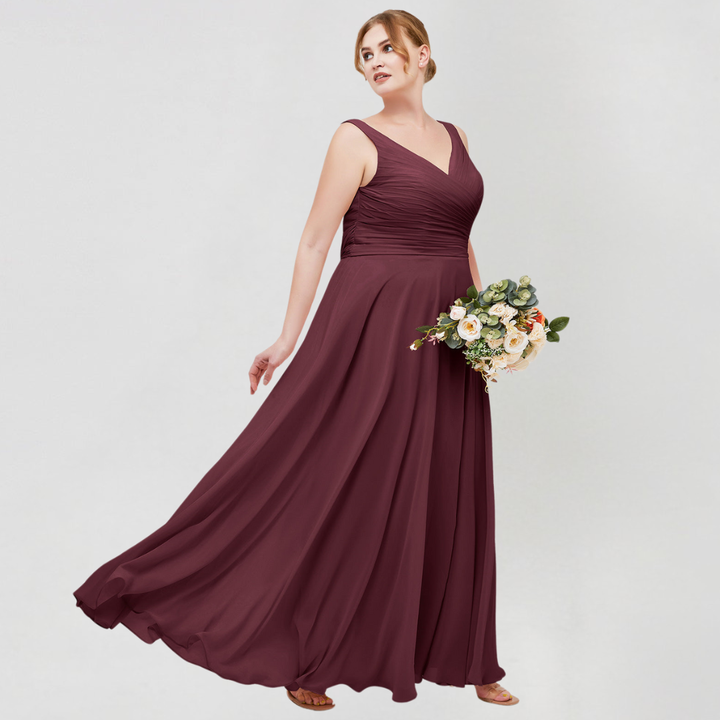 Damen Chiffon Maxikleid mit Schleife
