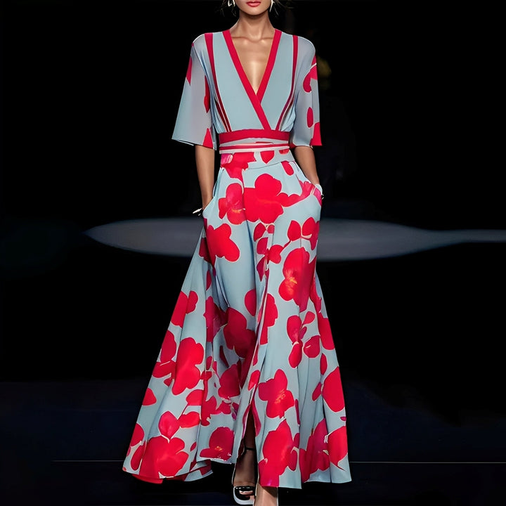 Débora - Langes stilvolles Kleid mit Blumenmuster für Damen