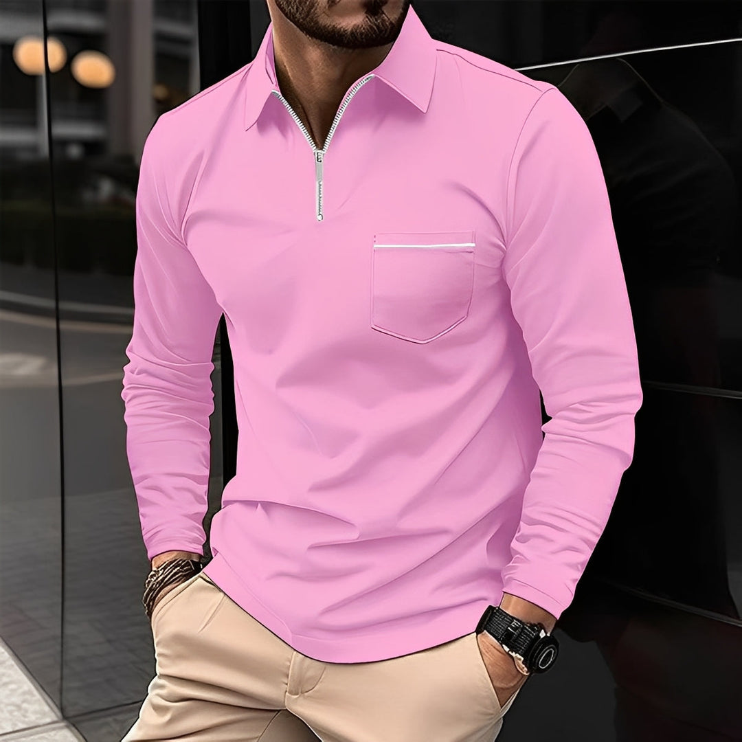 Florent - Langarm-Polo für Herren mit Reißverschluss