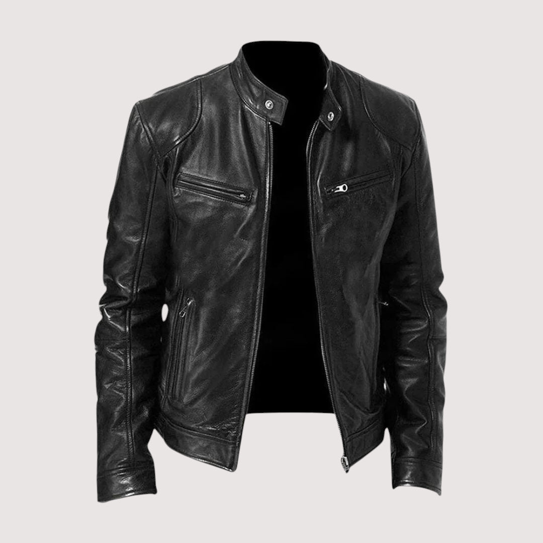 Herren-Lederjacke mit Stehkragen