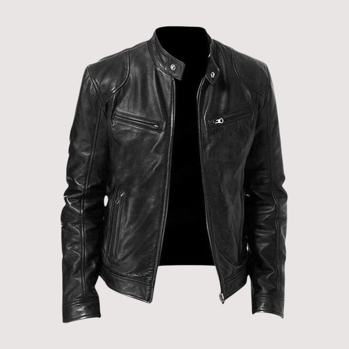 Herren-Lederjacke mit Stehkragen