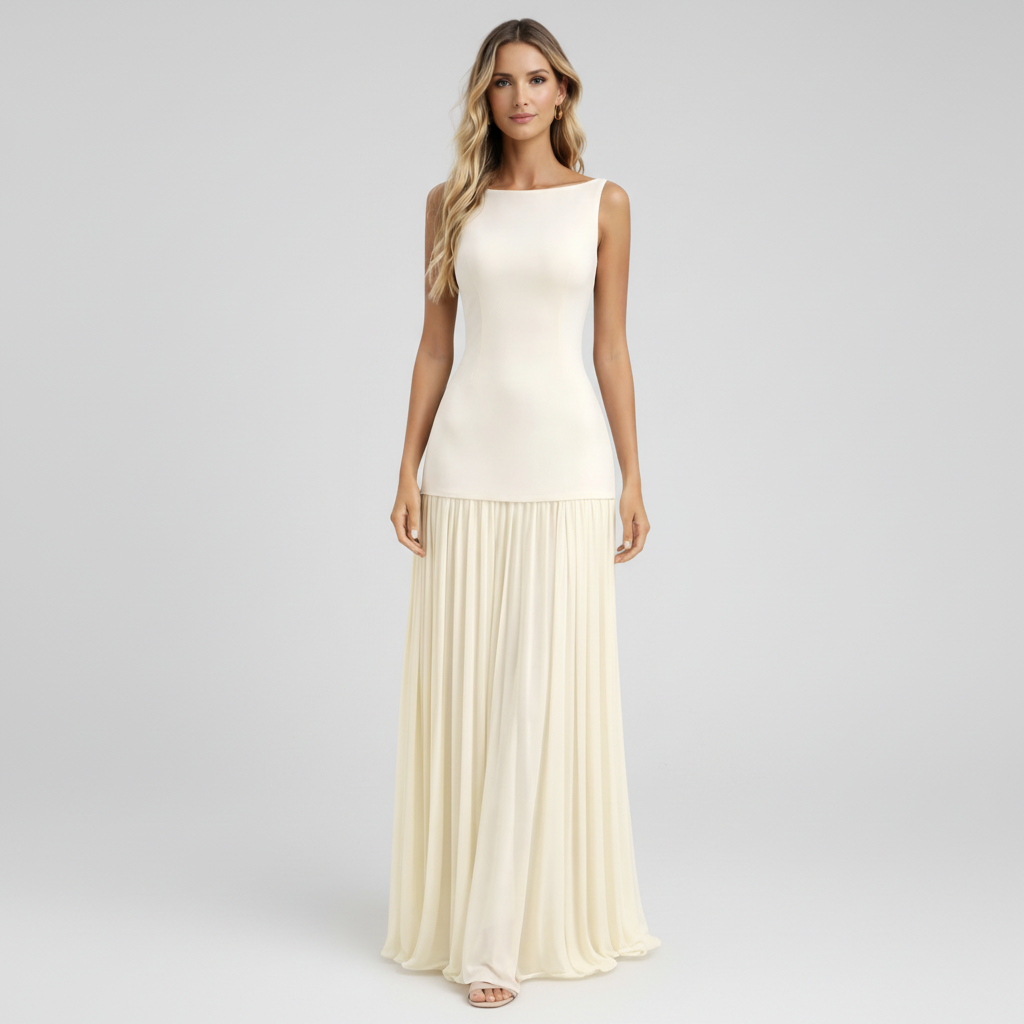 Eline | Elegantes Plissee Maxi Kleid für Damen – Formell