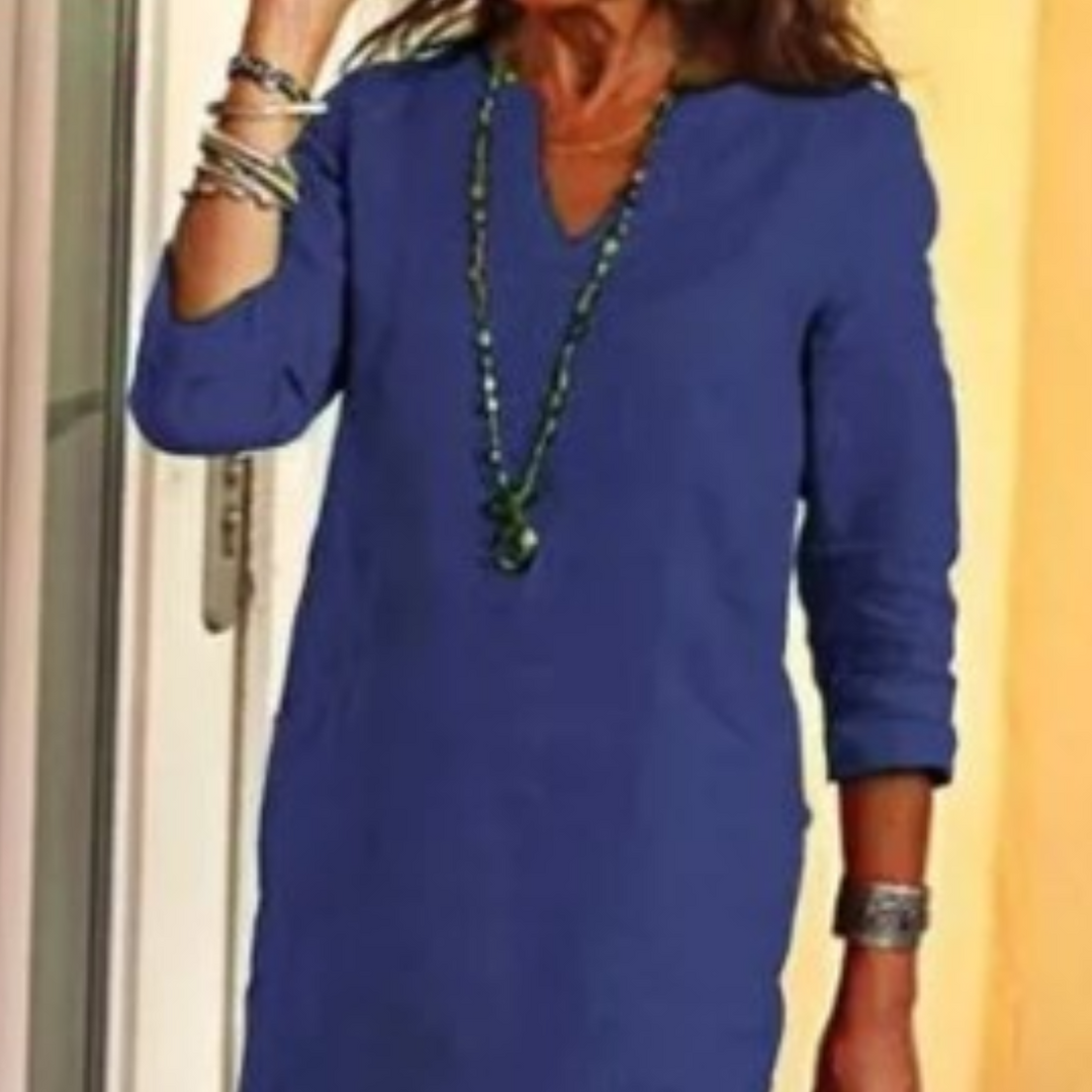 Elvy Sommerkleid mit V-Ausschnitt – Elegant & Figurschmeichelnd