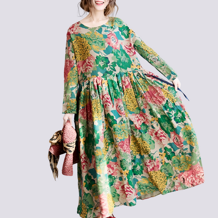Terry - Stilvolles langes Damen-Maxikleid mit Blumenprint