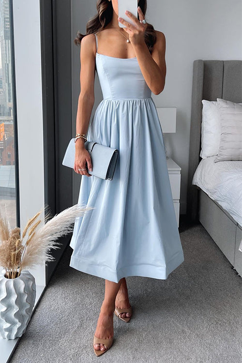 Nora – Damen Spaghettiträger Midikleid