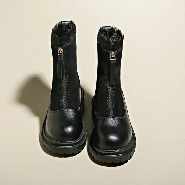Damen Winterstiefel | Schneeschuhe Profilsohle Mit Frontreißverschluss