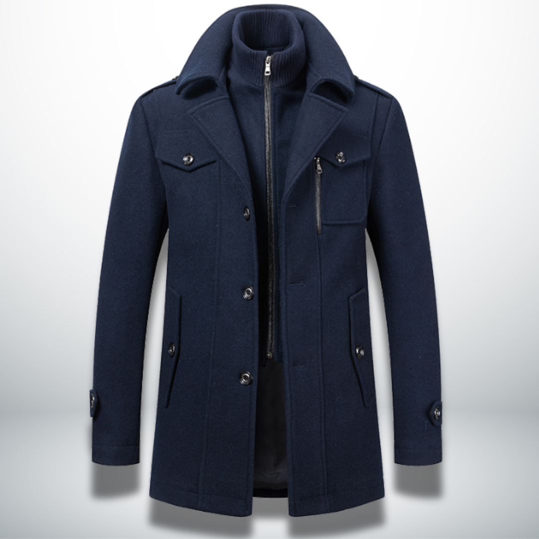 Herren Wintermantel | Winterjacke Hoher Kragen und Knopfleiste