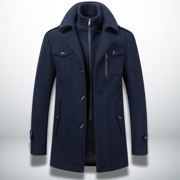 Herren Wintermantel | Winterjacke Hoher Kragen und Knopfleiste