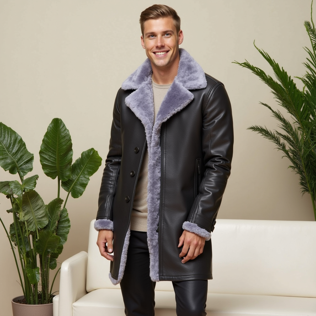 Giacca Uomo in Pelle PU con Colletto Classico - Vesarelli