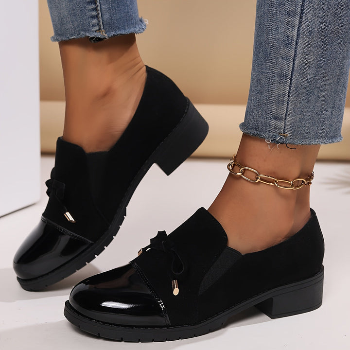 Damen Loafers mit Schleife Blockabsatz
