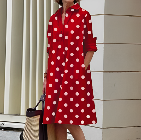 Sommerkleid Damen langarm mit Kragen