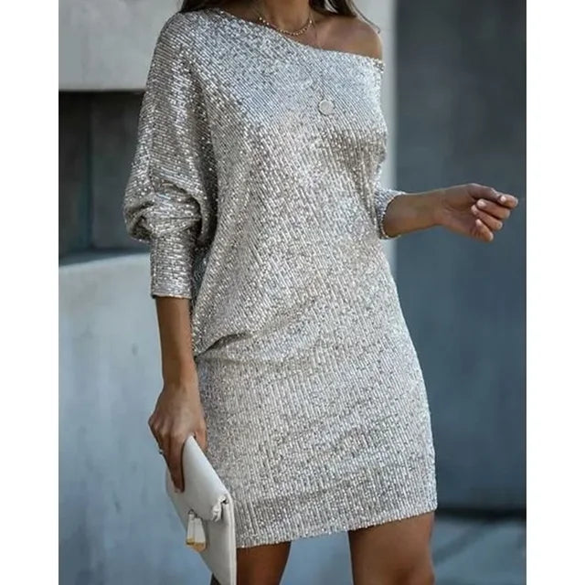 Damen-Partykleid aus Polyester mit Pailletten