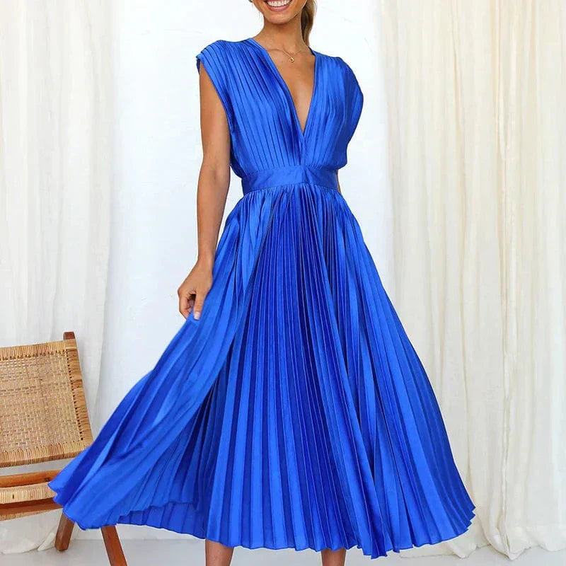 Helena – Elegantes plissiertes Midi-Kleid mit femininer Silhouette