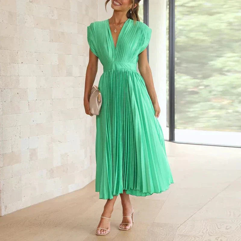 Helena – Elegantes plissiertes Midi-Kleid mit femininer Silhouette