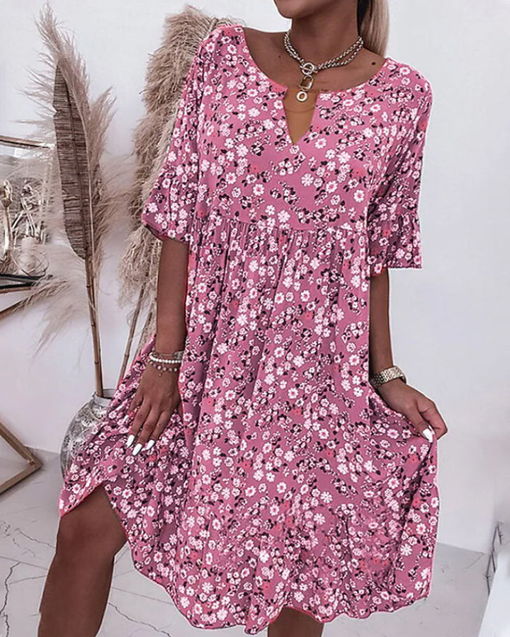 Damen Sommer Floral Locker Midi Kleid