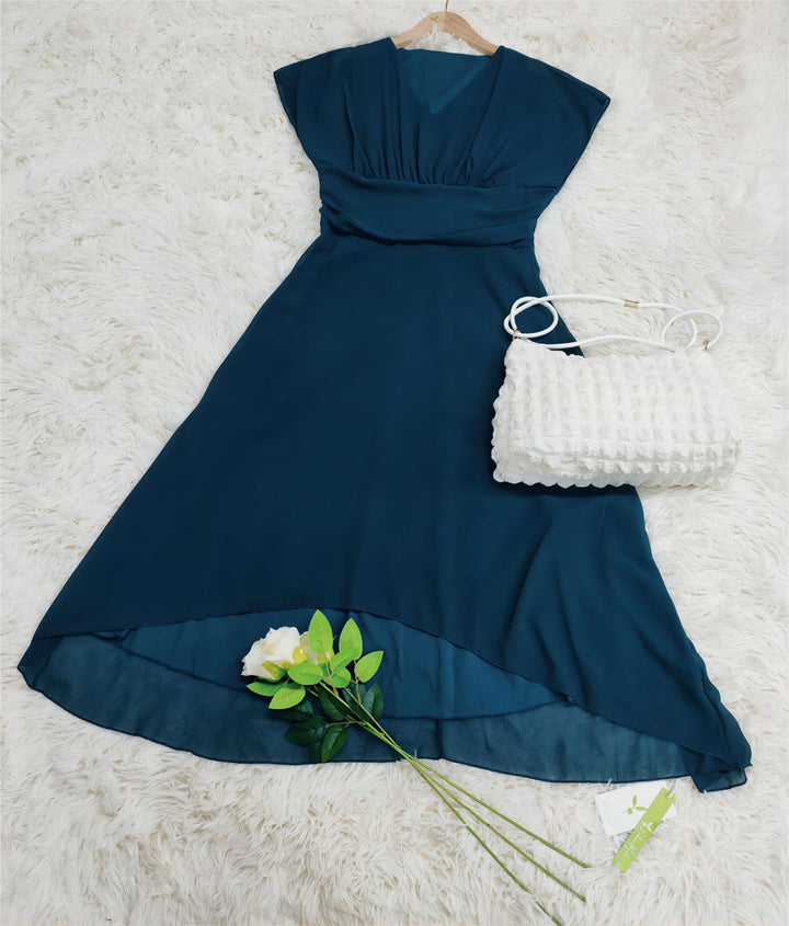 Damen Elegant Chiffon Midi Kleid