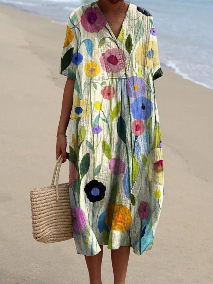 Sommerkleid Kurzarm mit Blumenprint
