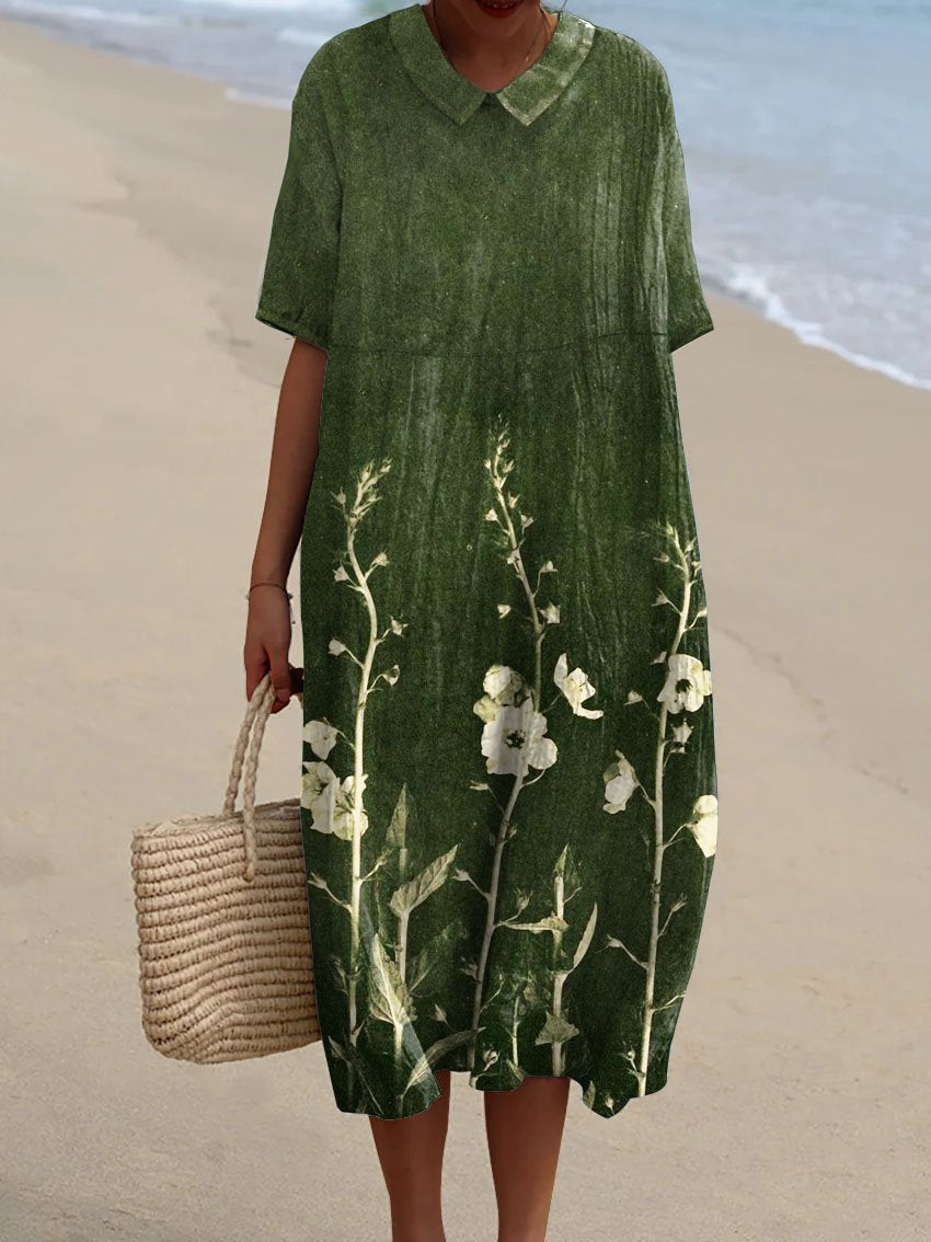 Sommerkleid Kurzarm mit Blumenprint