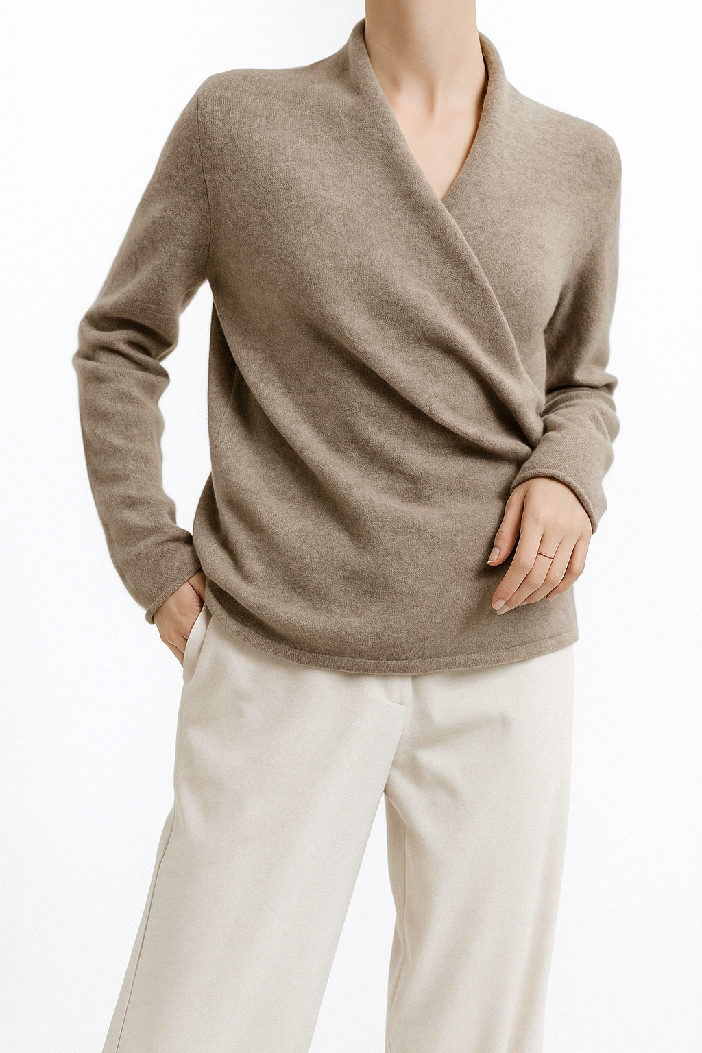 Jessica | Damen Winter Wickelpullover Mit V Ausschnitt