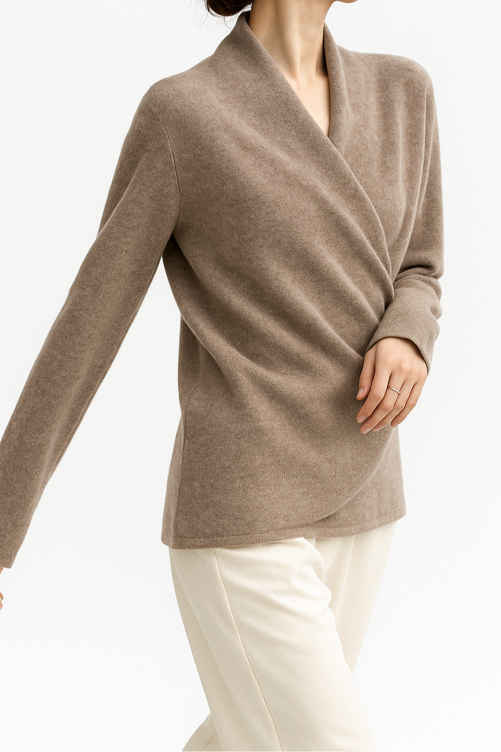 Jessica | Damen Winter Wickelpullover Mit V Ausschnitt