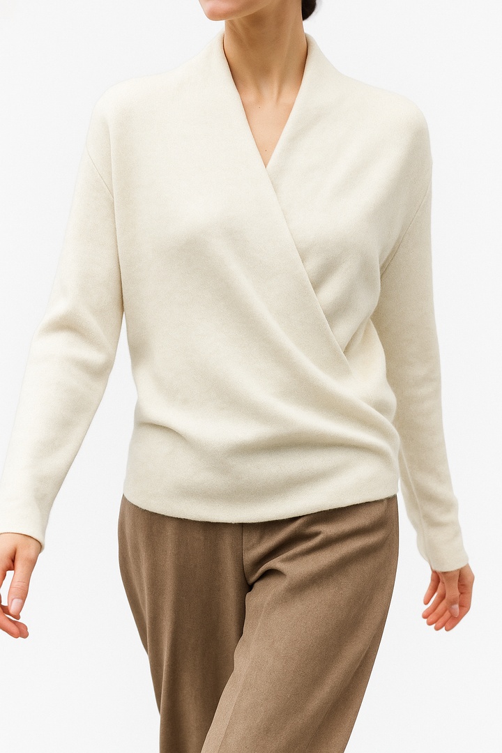 Jessica | Damen Winter Wickelpullover Mit V Ausschnitt