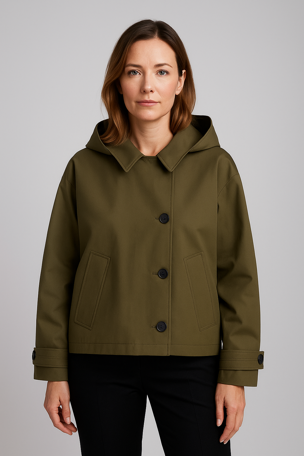 Gabriela | Damen Leichte Wasserfeste Regenjacke mit Knopfleiste