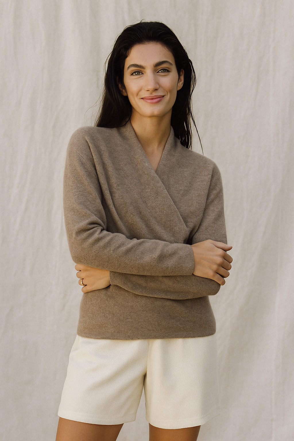 Jessica | Damen Winter Wickelpullover Mit V Ausschnitt
