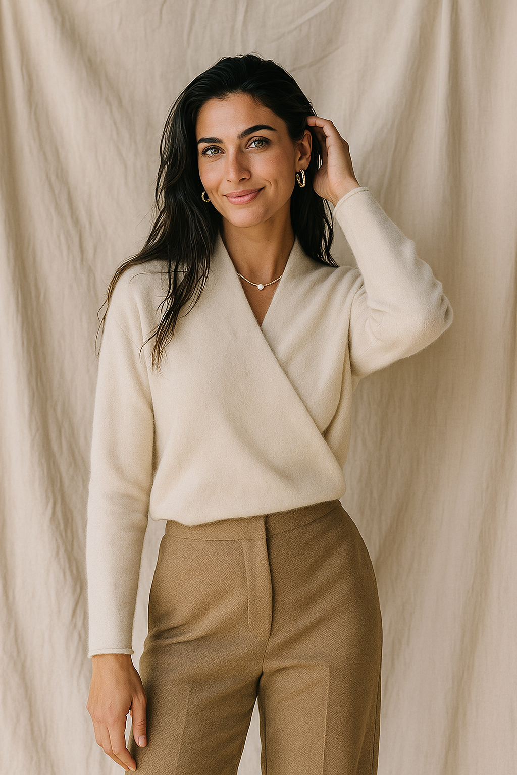 Jessica | Damen Winter Wickelpullover Mit V Ausschnitt