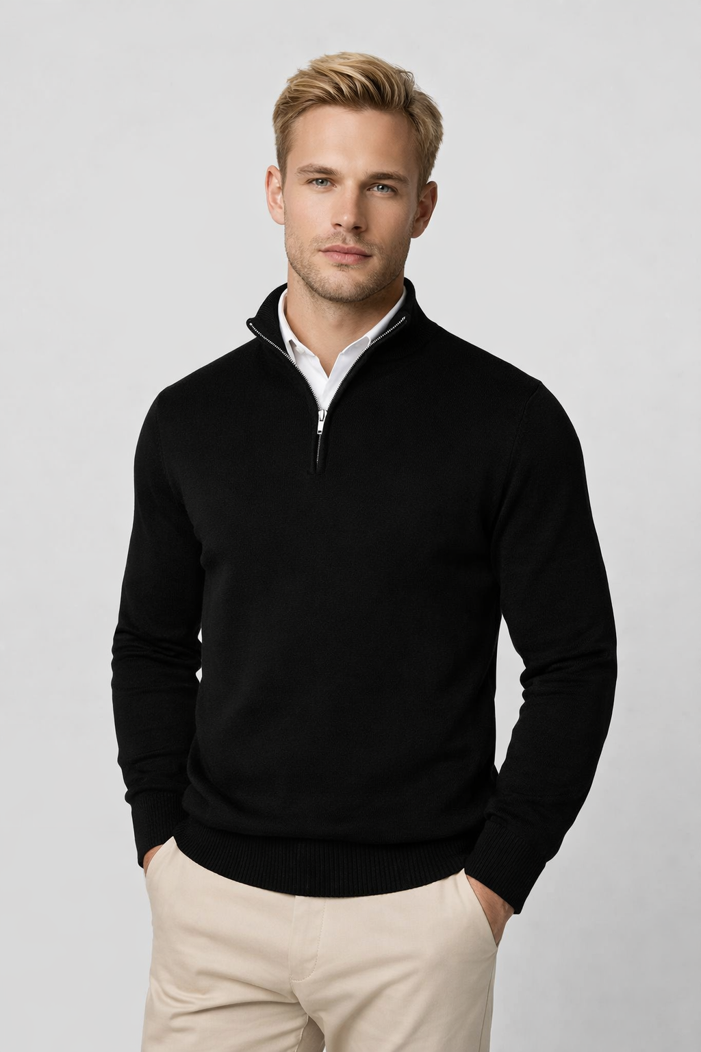 Markus  | Herren Pullover mit Halbreißverschluss und Stehkragen