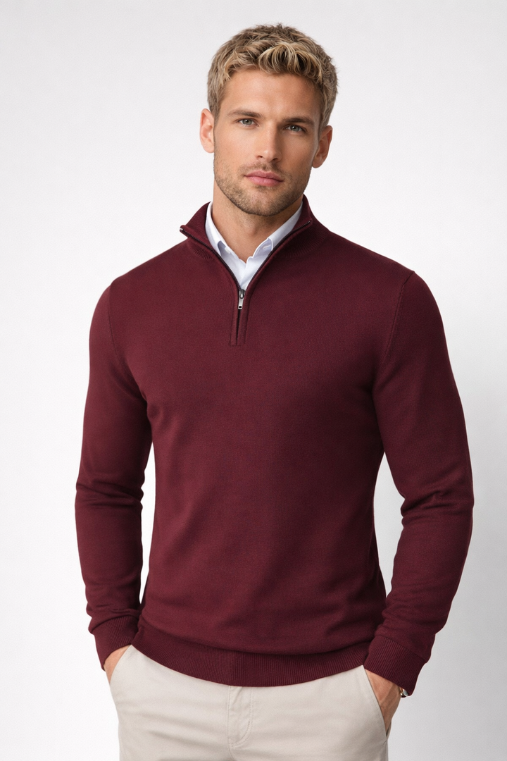 Markus  | Herren Pullover mit Halbreißverschluss und Stehkragen