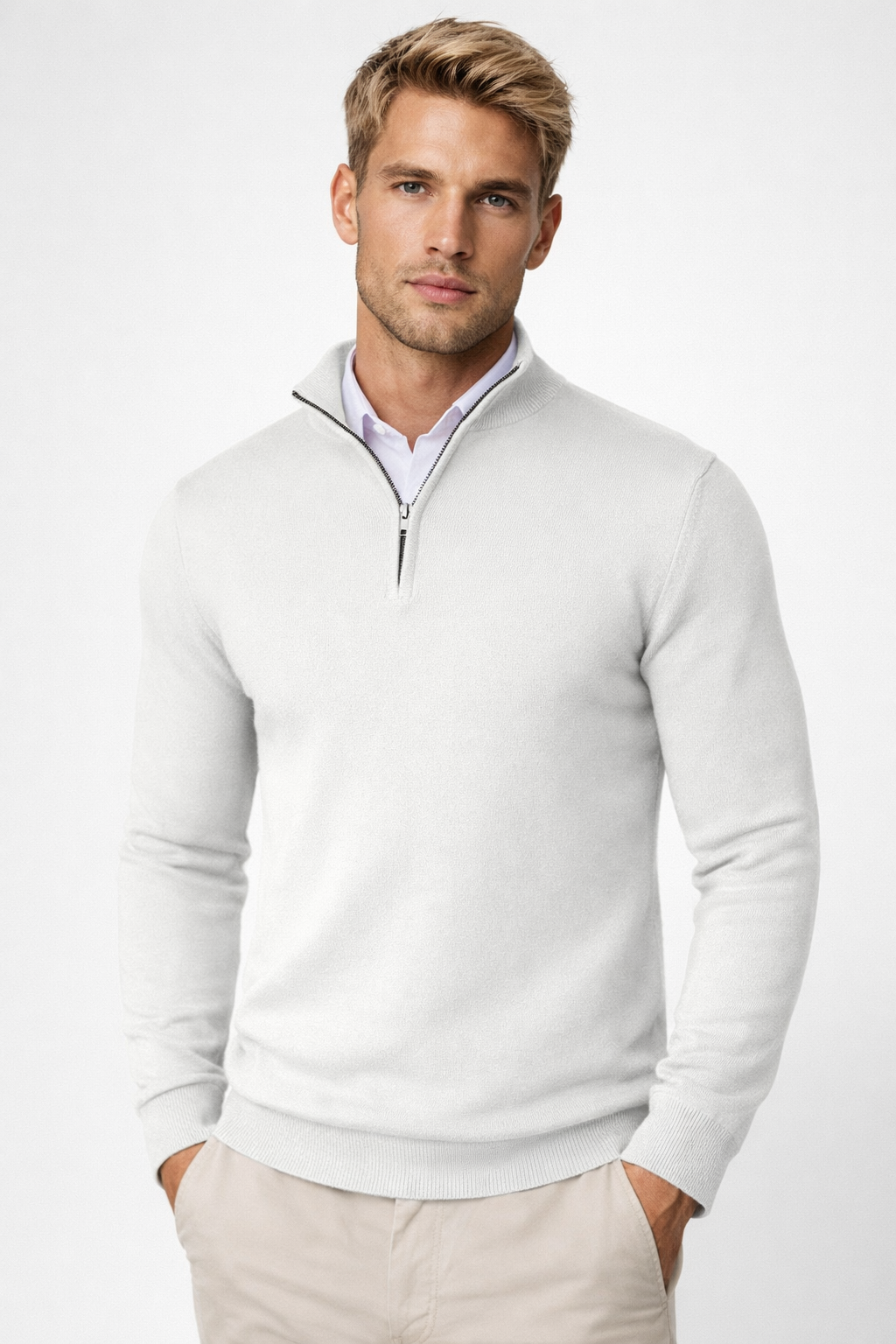 Markus  | Herren Pullover mit Halbreißverschluss und Stehkragen