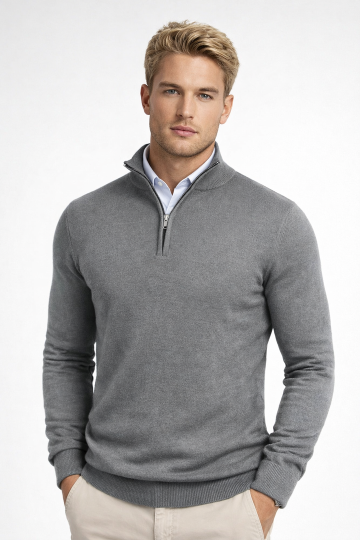 Markus  | Herren Pullover mit Halbreißverschluss und Stehkragen