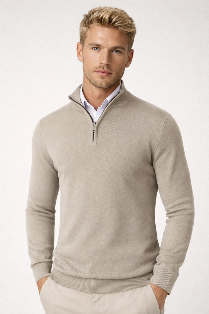 Markus  | Herren Pullover mit Halbreißverschluss und Stehkragen