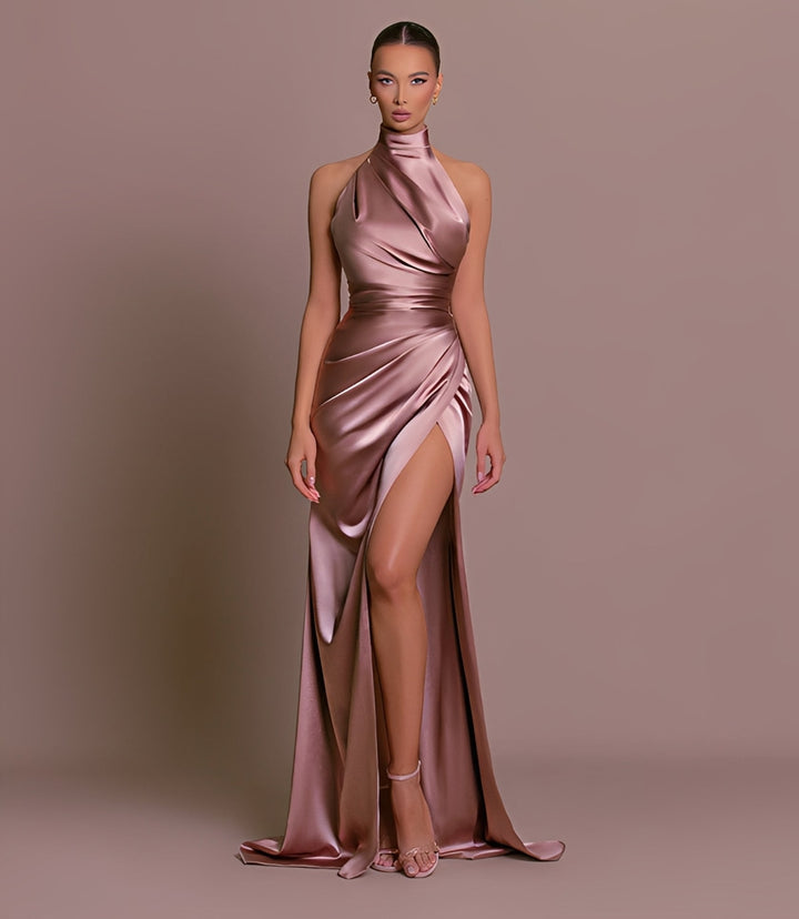 Margie - Elegantes Neckholder-Abendkleid mit hohem Schlitz für Damen