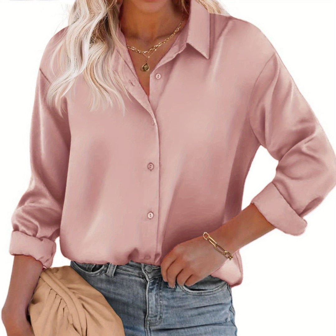 Satinbluse für Damen mit Knopfverschluss