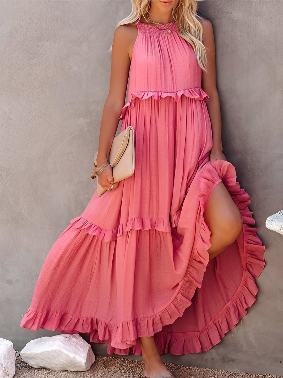 Zanna - Stilvolles ärmelloses Damen-Faltenkleid
