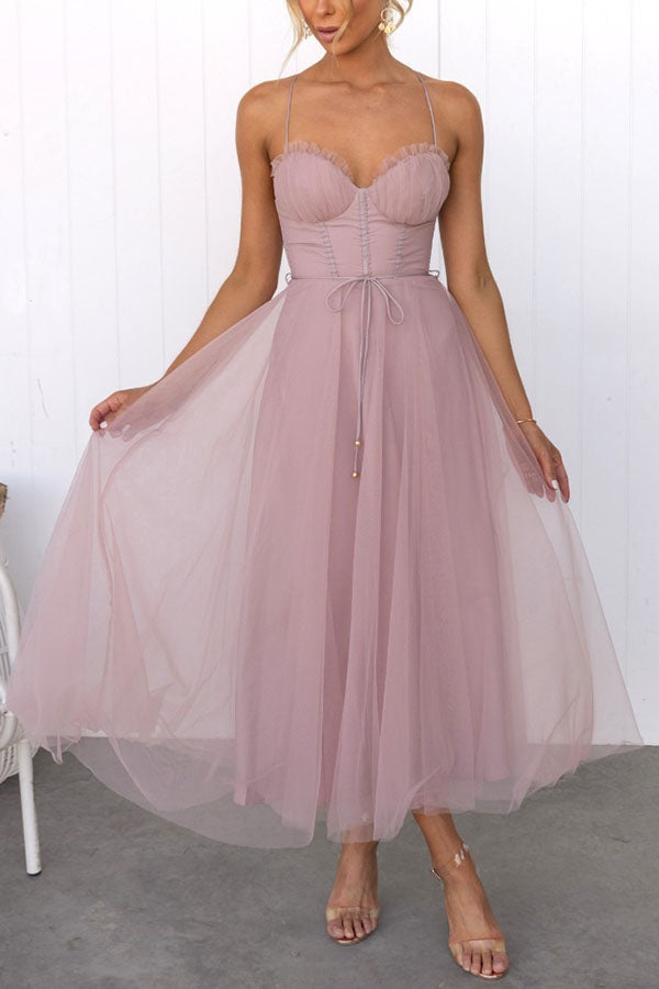 Sandra – Women Chiffon Suspenders Tulle Dress - Image 10