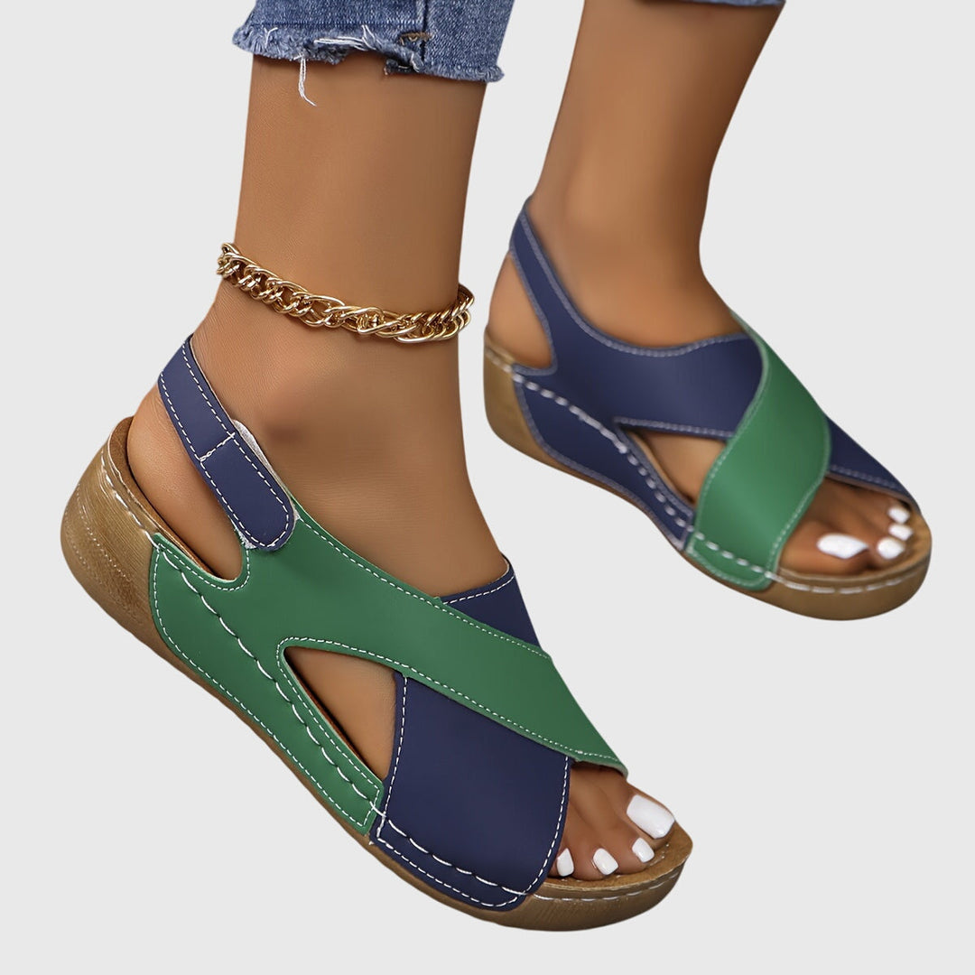 Christoph | Damen Freizeit-Sandalen in zweifarbigem Design mit offenem Zehenbereich